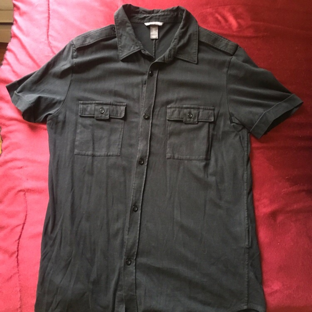 Used H&M Short Sleeve Black Button Shirt